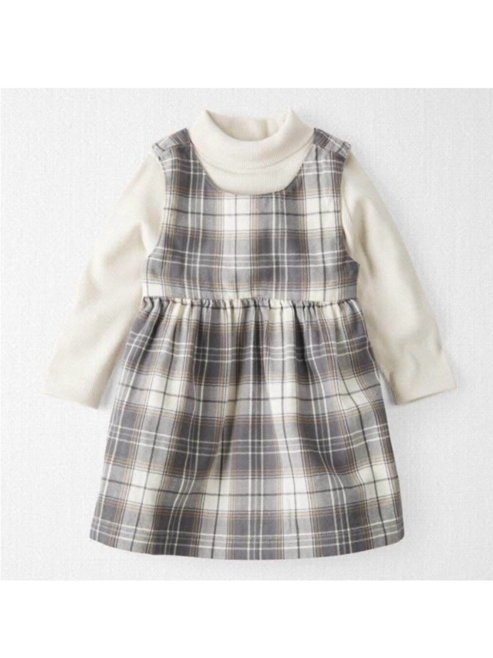 Little Planet Carter's NWOT Organic Cotton Herringbone 2 Piece Dress Newborn